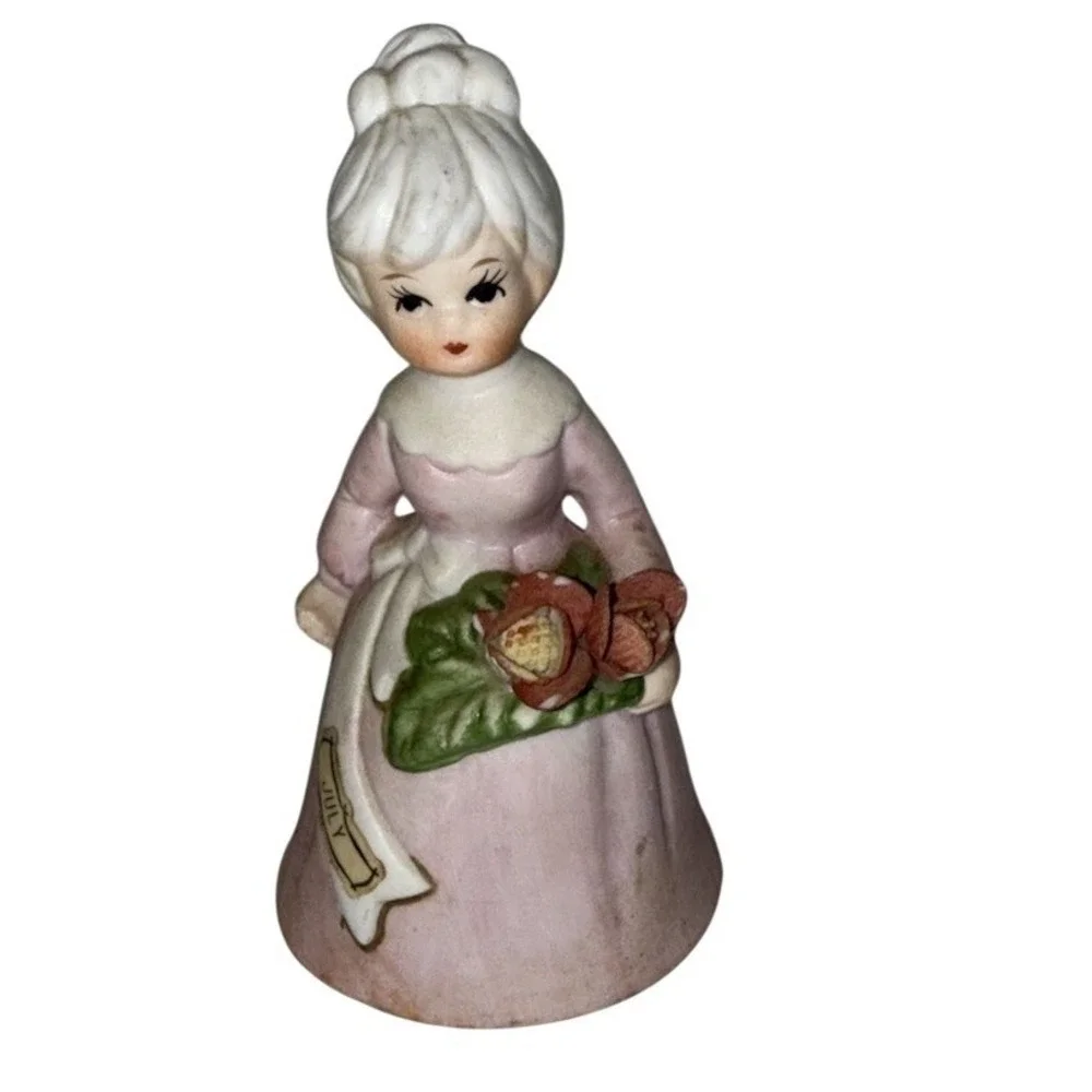 July Birthstone Flower Figurine Porcelain Lady Vintage Roses Gift‎